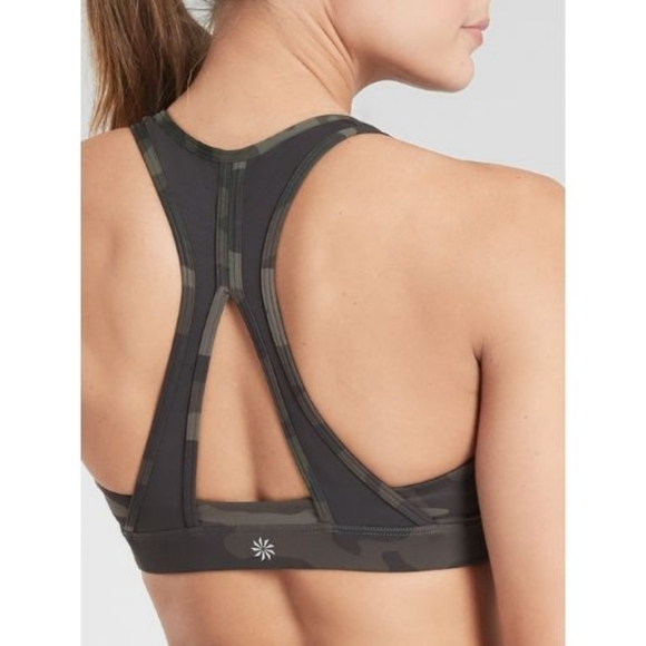 Athleta Other - Athleta Contender Camo Printed Sports Bra Black Olive Green